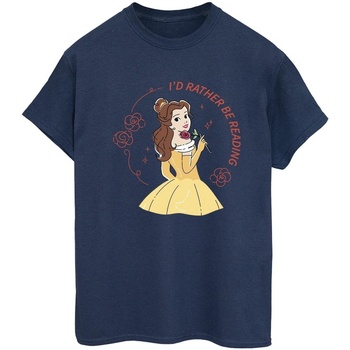 Vêtements Femme T-shirts manches longues Disney Beauty And The Beast I'd Rather Be Reading Bleu