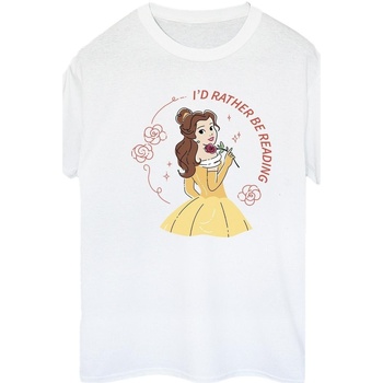 Vêtements Femme T-shirts manches longues Disney Beauty And The Beast I'd Rather Be Reading Blanc