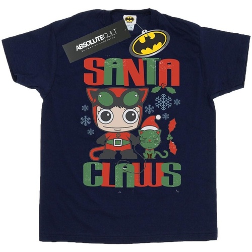 Vêtements Homme T-shirts manches longues Dc Comics Chibi Catwoman Santa Claws Bleu
