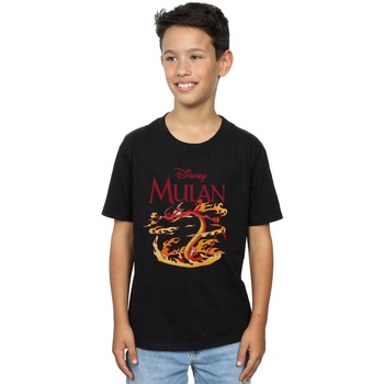 Vêtements Garçon T-shirts manches courtes Disney Mulan Mushu Dragon Fire Noir