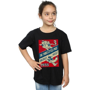 Vêtements Fille T-shirts manches longues Disney Three Little Pigs And The Big Bad Wolf Noir