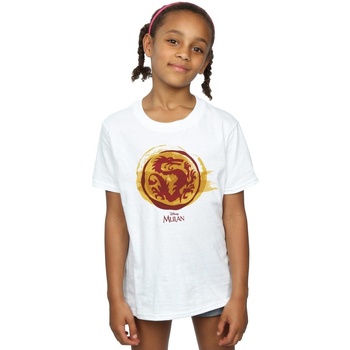 Vêtements Fille T-shirts manches longues Disney Mulan Courage Dragon Symbol Blanc