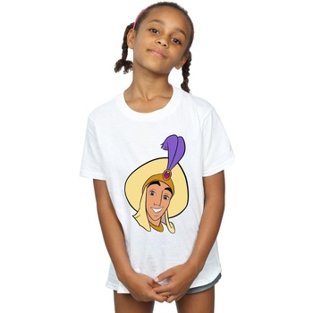 Vêtements Fille T-shirts manches longues Disney Aladdin Prince Ali Face Blanc