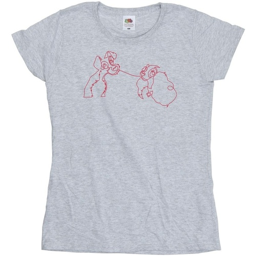 Vêtements Femme T-shirts manches longues Disney Lady And The Tramp Spaghetti Outline Gris