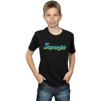 Vêtements Garçon T-shirts manches courtes Dc Comics Supergirl Crackle Logo Noir