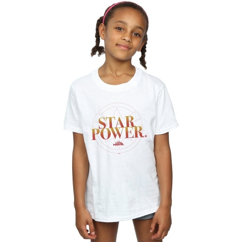 Vêtements Fille T-shirts manches longues Marvel Captain  Star Power Blanc