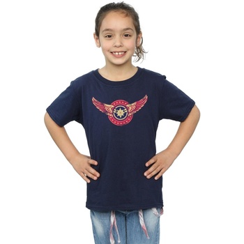 Vêtements Fille T-shirts manches longues Marvel Captain  Wings Patch Bleu