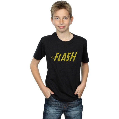 Vêtements Garçon T-shirts manches courtes Dc Comics Flash Crackle Logo Noir