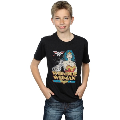 Vêtements Garçon T-shirts manches courtes Dc Comics Wonder Woman Posing Noir