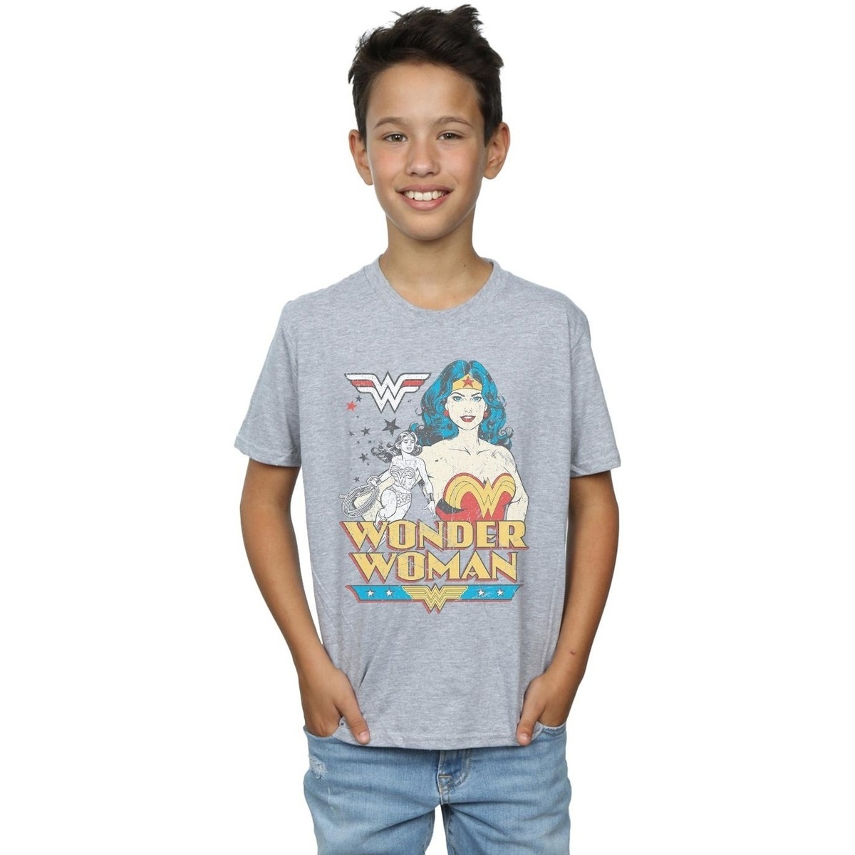 Vêtements Garçon T-shirts manches courtes Dc Comics Wonder Woman Posing Gris