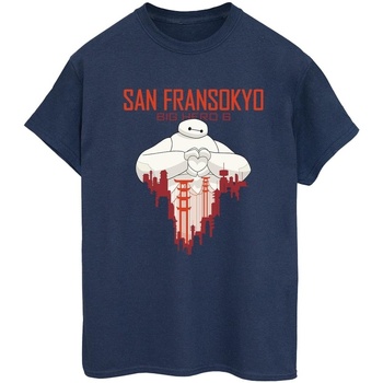 Vêtements Femme T-shirts manches longues Disney Big Hero 6 Baymax San Fransokyo Heart Bleu