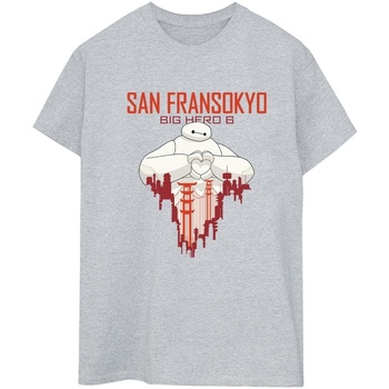 Vêtements Femme T-shirts manches longues Disney Big Hero 6 Baymax San Fransokyo Heart Gris