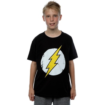 Vêtements Garçon T-shirts manches courtes Dc Comics Flash Distressed Logo Noir