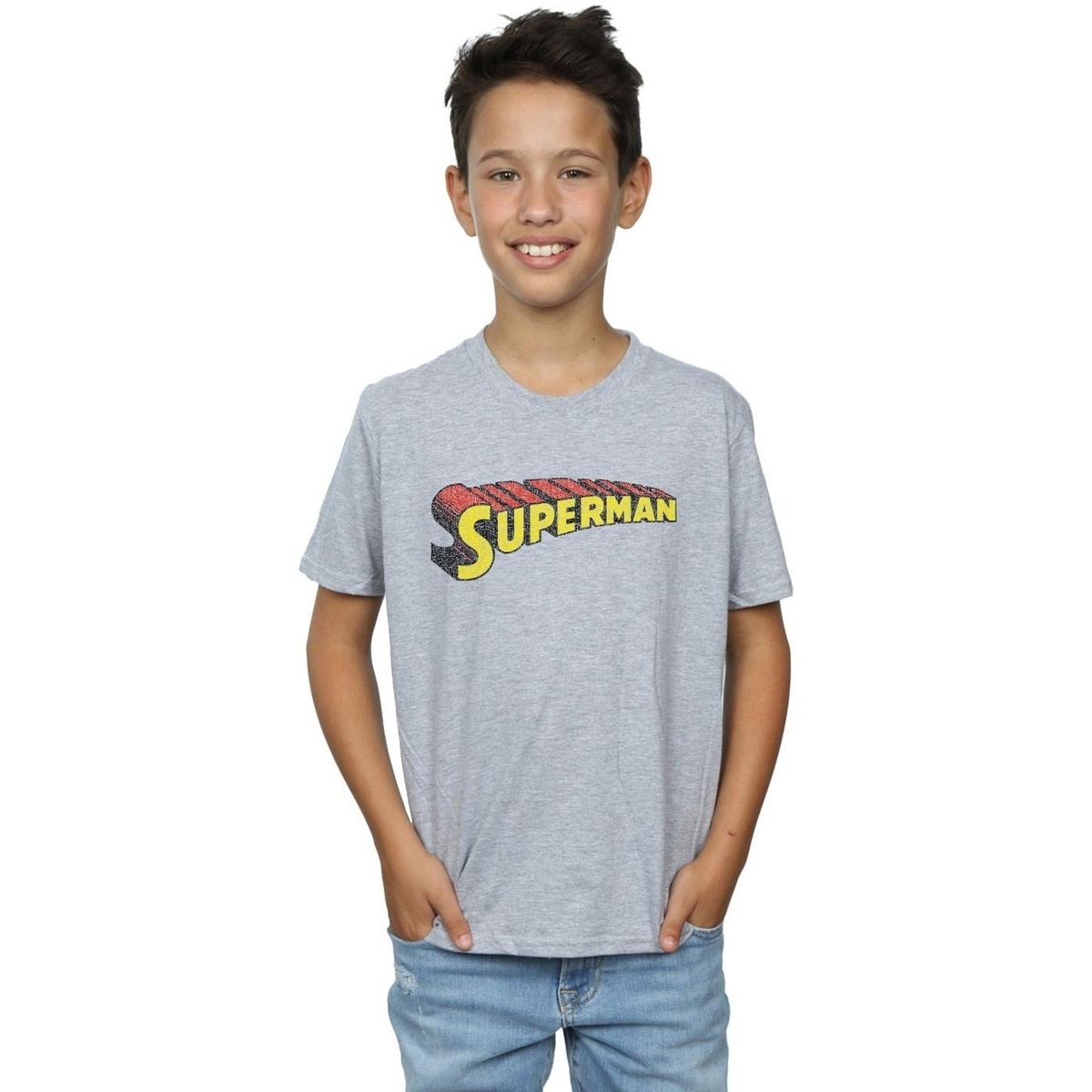 Vêtements Garçon T-shirts manches courtes Dc Comics Superman Telescopic Crackle Logo Gris