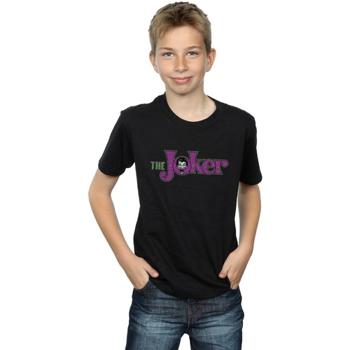 Vêtements Garçon T-shirts manches courtes Dc Comics The Joker Crackle Logo Noir
