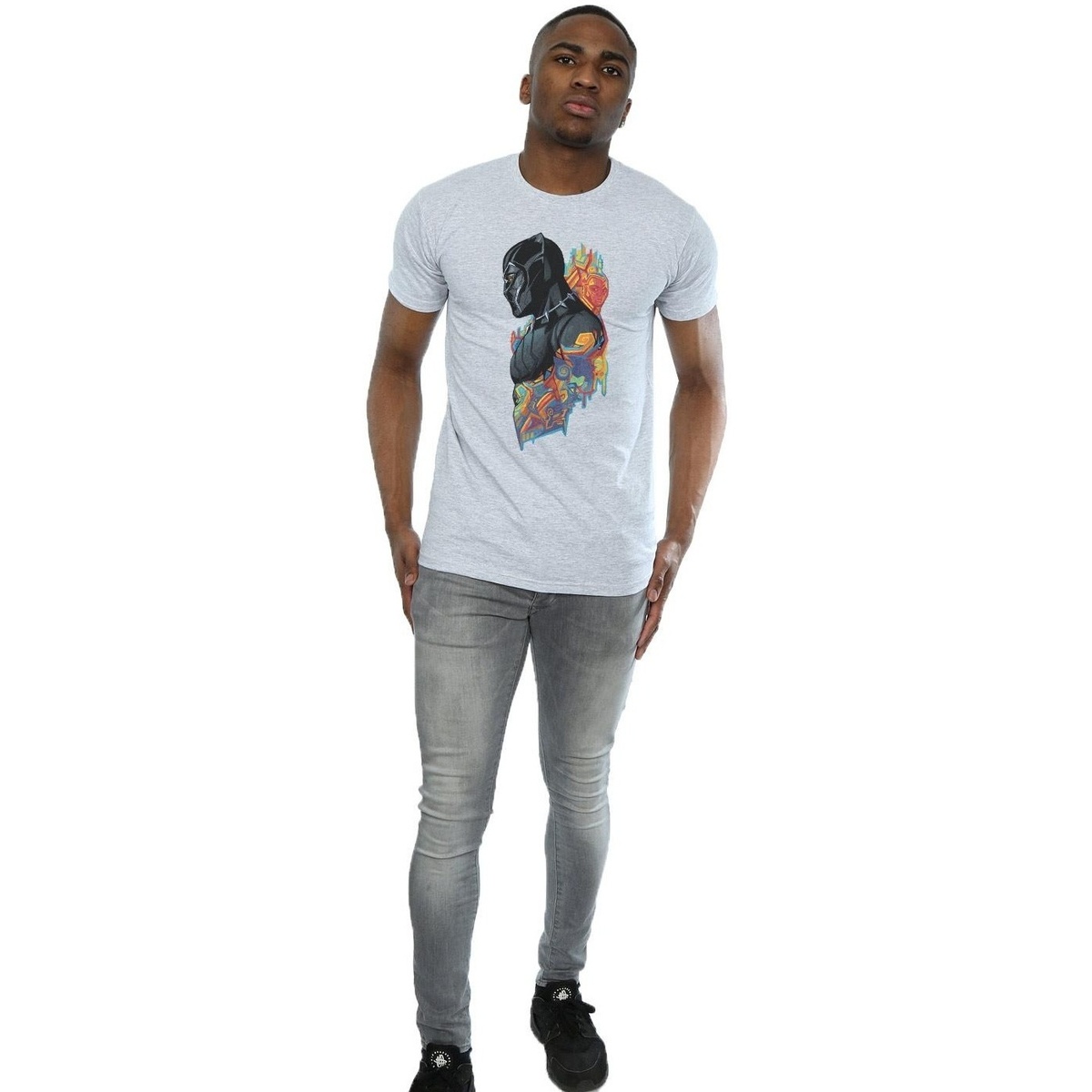 Vêtements Homme T-shirts manches longues Marvel Black Panther Profile Gris