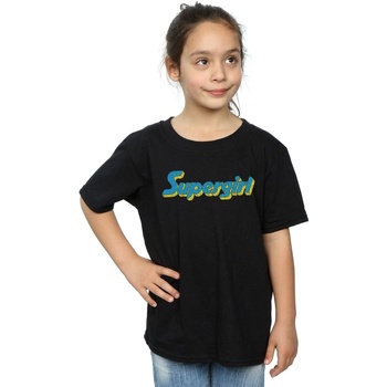 Vêtements Fille T-shirts manches longues Dc Comics Supergirl Crackle Logo Noir