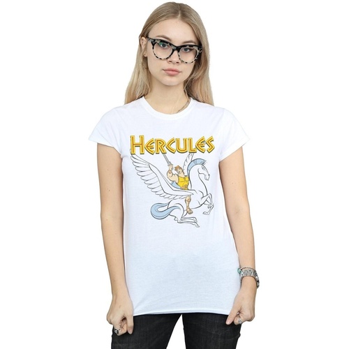 Vêtements Femme T-shirts manches longues Disney Hercules With Pegasus Blanc
