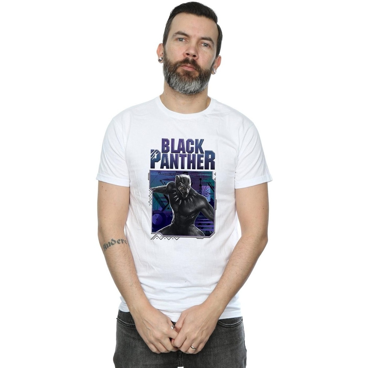 Vêtements Homme T-shirts manches longues Marvel Black Panther Tech Badge Blanc