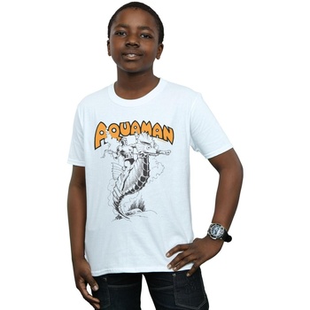 Vêtements Garçon T-shirts manches courtes Dc Comics Aquaman Mono Action Pose Blanc