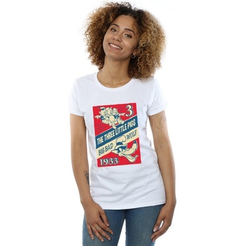 Vêtements Femme T-shirts manches longues Disney Three Little Pigs And The Big Bad Wolf Blanc