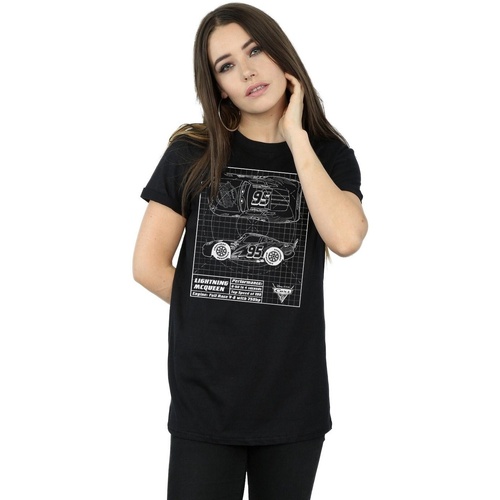Vêtements Femme T-shirts manches longues Disney Cars Lightning McQueen Blueprint Noir