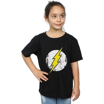 Vêtements Fille T-shirts manches longues Dc Comics Flash Distressed Logo Noir
