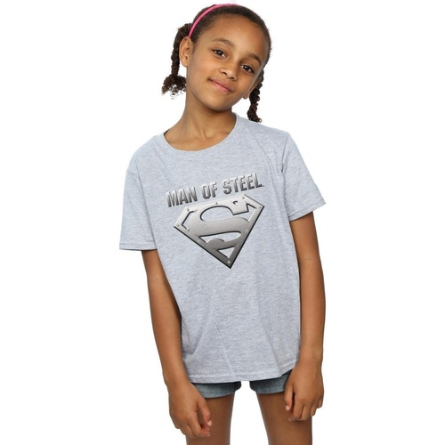 Vêtements Fille T-shirts manches longues Dc Comics Superman Man Of Steel Shield Gris