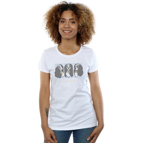 Vêtements Femme T-shirts manches longues Disney Lady And The Tramp Lady Frames Blanc