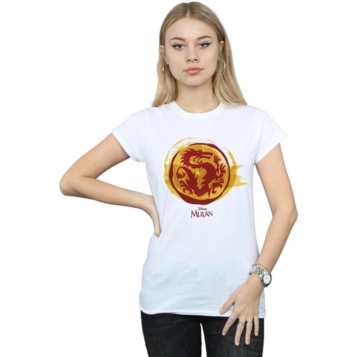 Vêtements Femme T-shirts manches longues Disney Mulan Courage Dragon Symbol Blanc