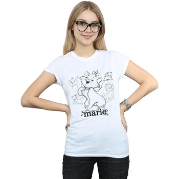 Vêtements Femme T-shirts manches longues Disney Marie Collage Sketch Blanc