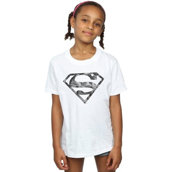 Vêtements Fille T-shirts manches longues Dc Comics Superman Marble Logo Blanc