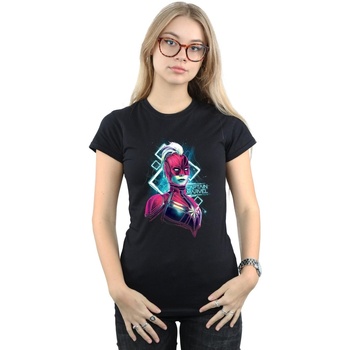 Vêtements Femme T-shirts manches longues Marvel Captain  Neon Warrior Noir