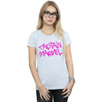 Vêtements Femme T-shirts manches longues Marvel Captain  Spray Text Gris