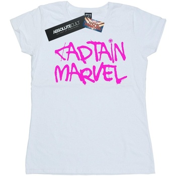 Vêtements Femme T-shirts manches longues Marvel Captain  Spray Text Blanc