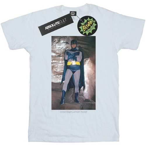 Vêtements Homme T-shirts manches longues Dc Comics Batman TV Series Contemplative Pose Blanc