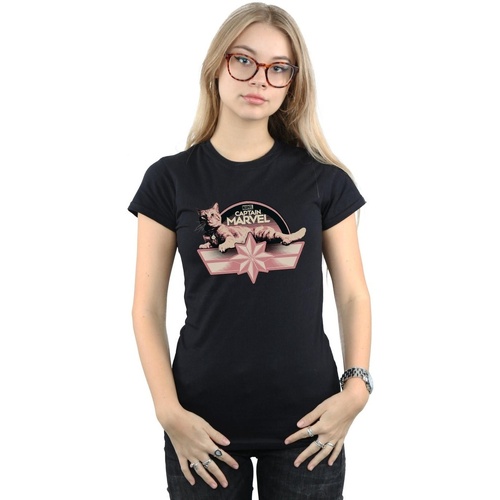 Vêtements Femme T-shirts manches longues Marvel Captain  Chillin Goose Noir