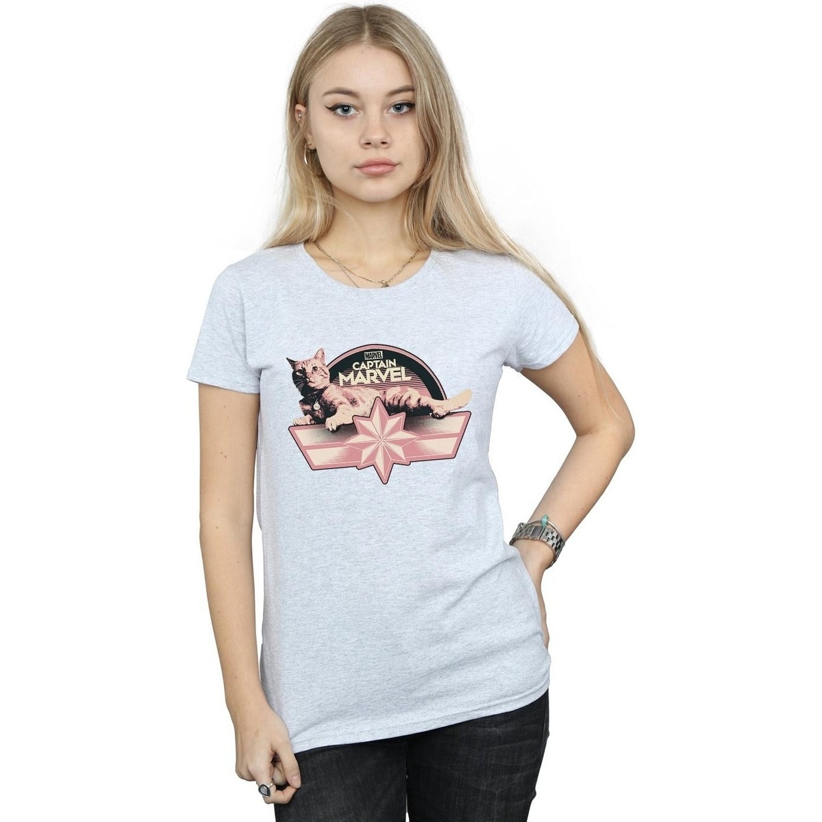 Vêtements Femme T-shirts manches longues Marvel Captain  Chillin Goose Gris