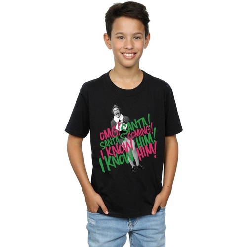 Vêtements Garçon T-shirts manches courtes Elf Santa's Coming Noir