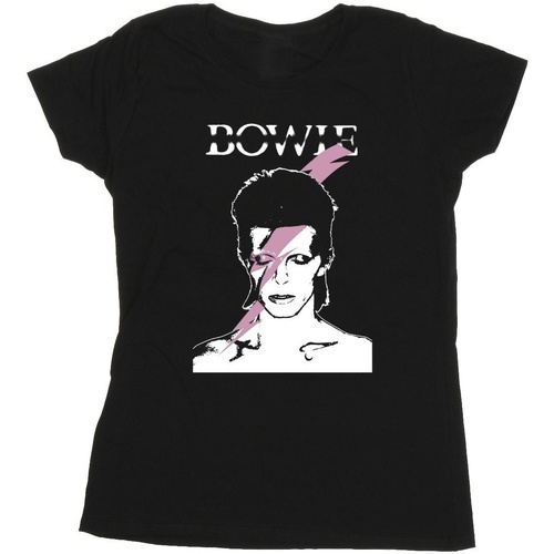 Vêtements Femme T-shirts manches longues David Bowie Pink Flash Noir