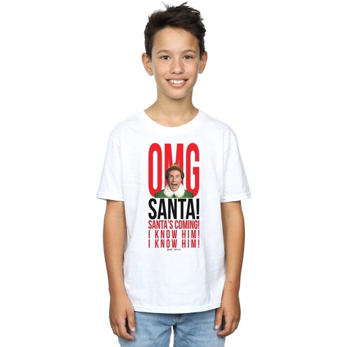 Vêtements Garçon T-shirts manches courtes Elf OMG Santa I Know Him Blanc