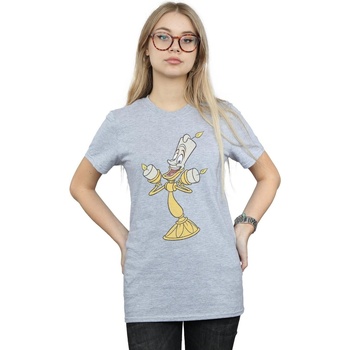 Vêtements Femme T-shirts manches longues Disney Beauty And The Beast Lumiere Distressed Gris