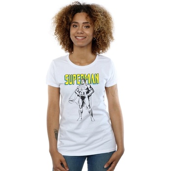 Vêtements Femme T-shirts manches longues Dc Comics Superman Mono Action Pose Blanc