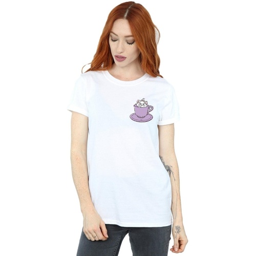 Vêtements Femme T-shirts manches longues Disney Aristocats Marie In Cup Breast Print Blanc