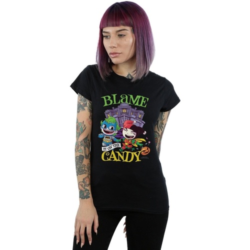 Vêtements Femme T-shirts manches longues Dc Comics Super Friends Blame It On The Candy Noir