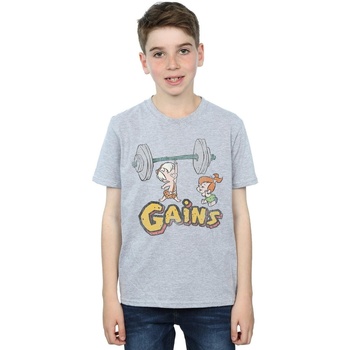 Vêtements Garçon T-shirts manches courtes The Flintstones Bam Bam Gains Distressed Gris