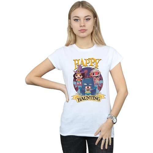 Vêtements Femme T-shirts manches longues Dc Comics Super Friends Happy Haunting Blanc