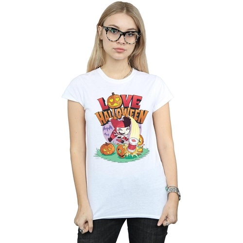 Vêtements Femme T-shirts manches longues Dc Comics Super Friends Harley Quinn Love Halloween Blanc