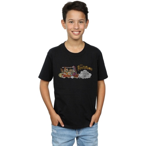 Vêtements Garçon T-shirts manches courtes The Flintstones Family Car Distressed Noir