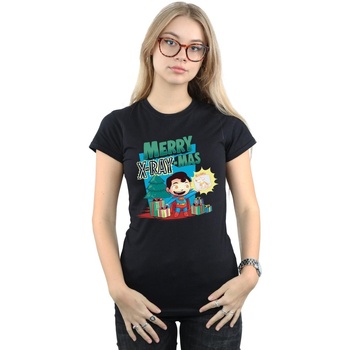 Vêtements Femme T-shirts manches longues Dc Comics Super Friends Merry X-RayMas Noir